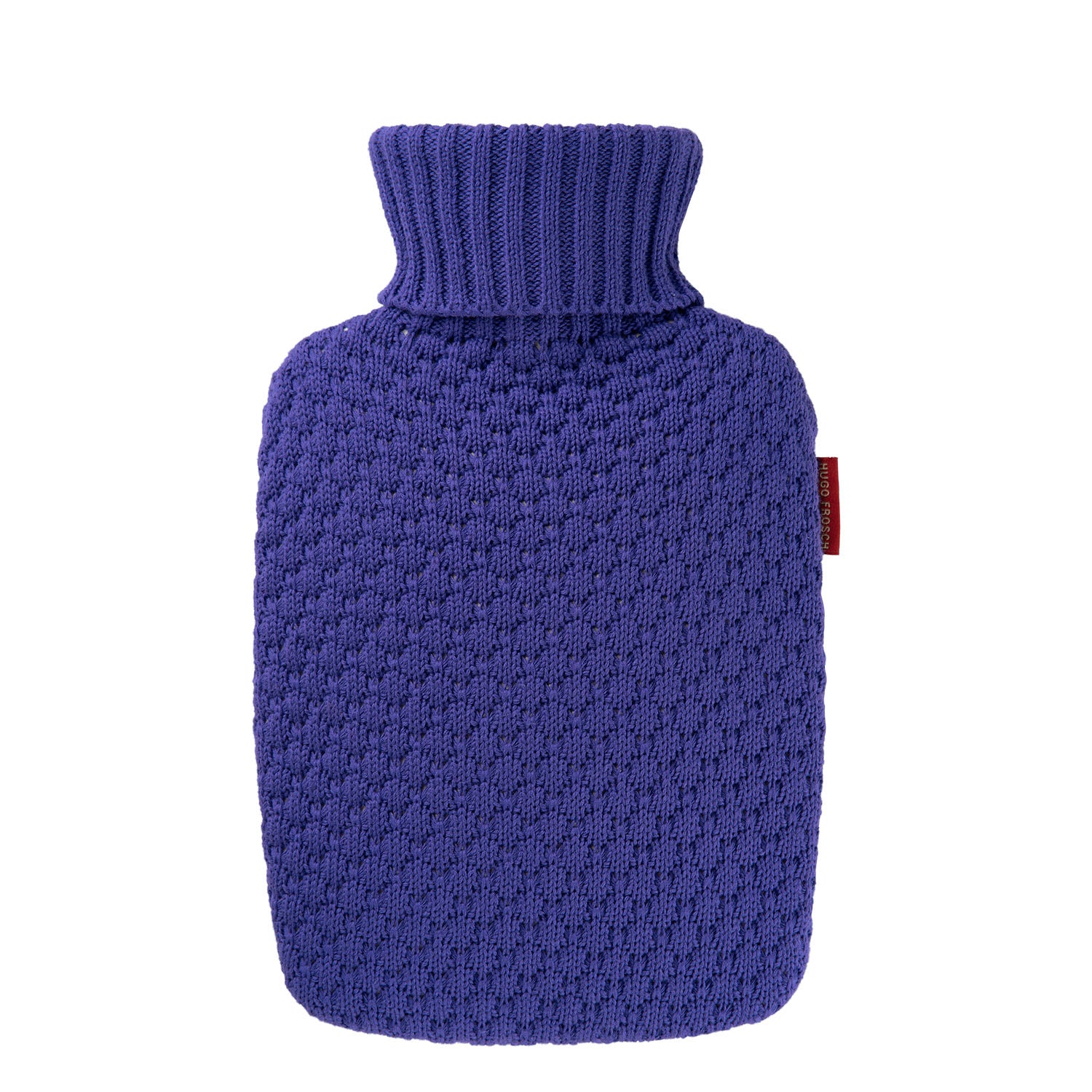 1.8 Litre Classic Plant Based Hot Water Bottle with Blueberry Knit Organic Cotton Cover (rubberless)