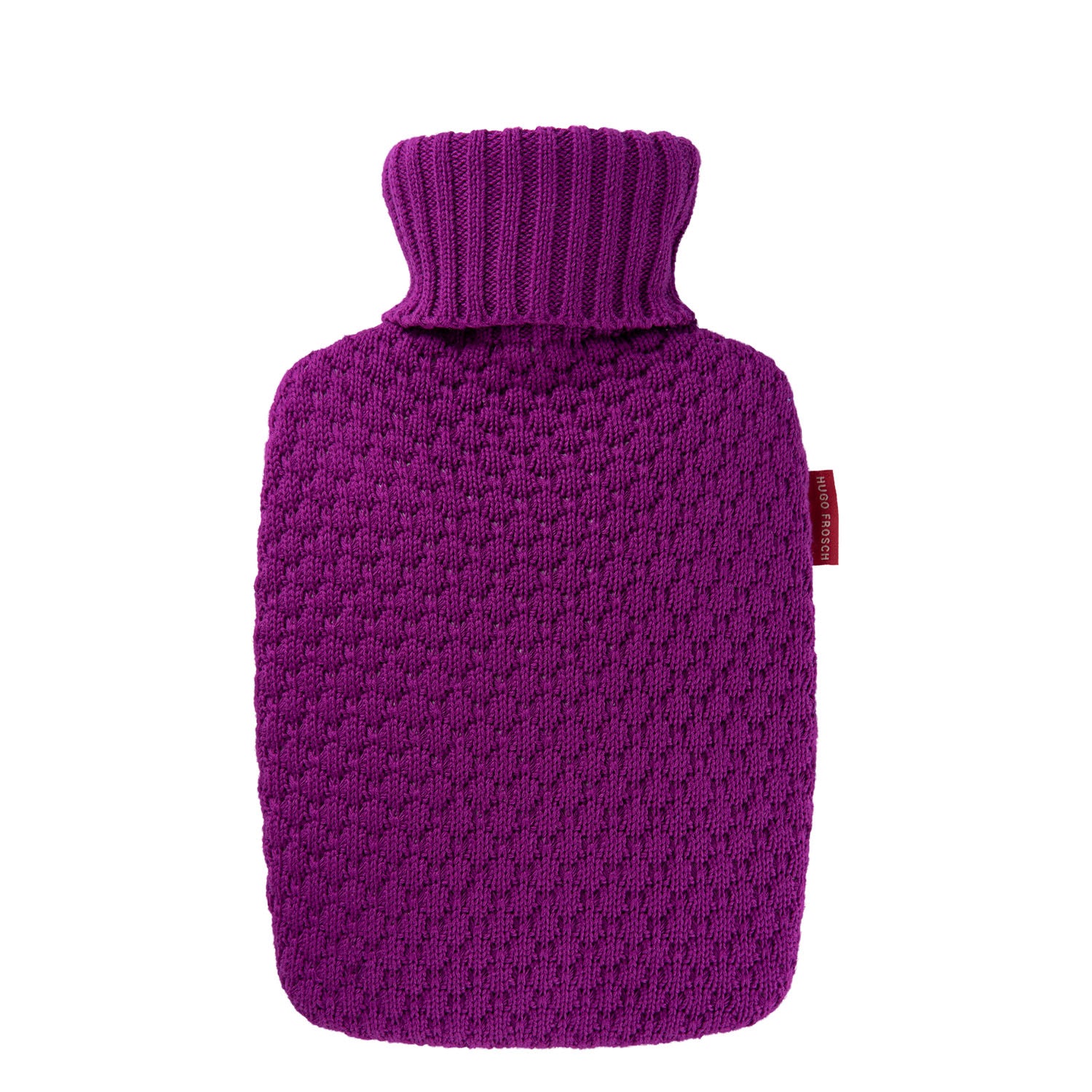 1.8 Litre Classic Plant Based Hot Water Bottle with Raspberry Knit Organic Cotton Cover (rubberless)