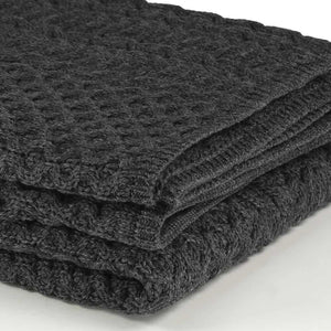 Charcoal Grey 100% Merino Wool Maria Knitted Throw Close Up