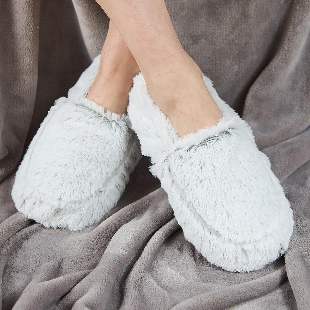 Luxury Heatable Marshmallow Grey Cozy Body Slippers