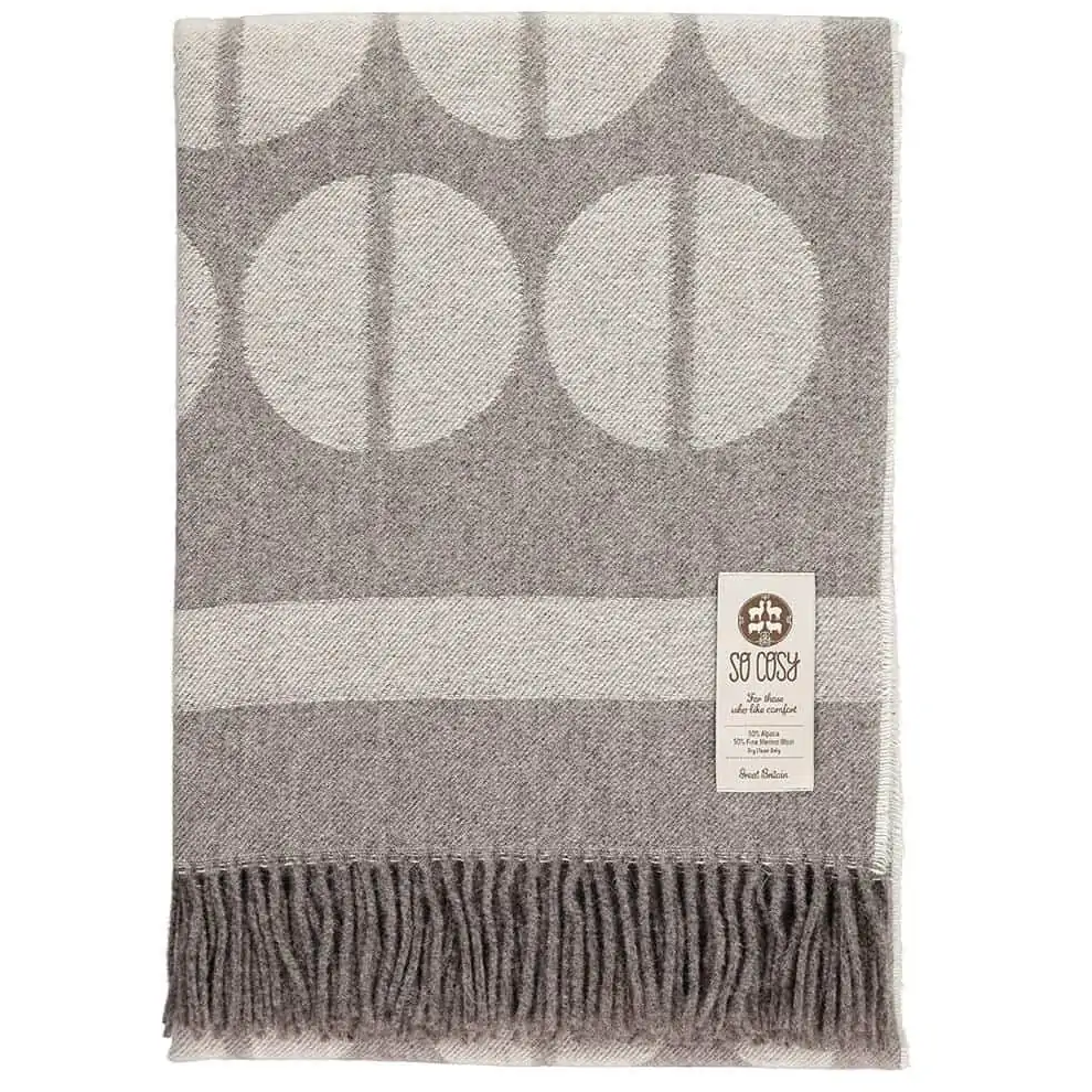 White and Taupe Alpaca and Fine Merino Wool Yvon Throw (190cm x 130cm)