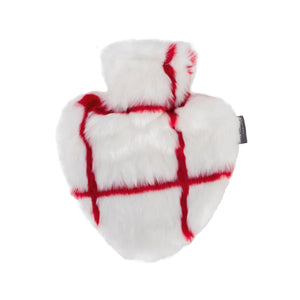 0.7 Litre Heart Shaped Hot Water Bottle with White & Red Faux Fur Cover