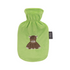 0.8 Litre Fashy Hot Water Bottle with Green Buffalo Plush Cover