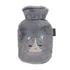 0.8 Litre Fashy Hot Water Bottle with Plush Grey Cat Cover