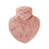 1 Litre Heart Shaped Hot Water Bottle with Rose Pink Long Hair Faux Fur Cover (rubberless)