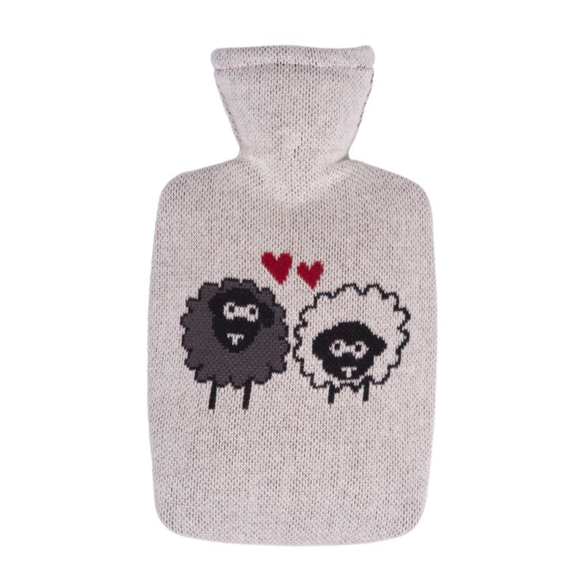 1.8 Litre Classic Plant Based Hot Water Bottle with Sheep Knitted Organic Cotton Cover (rubberless)
