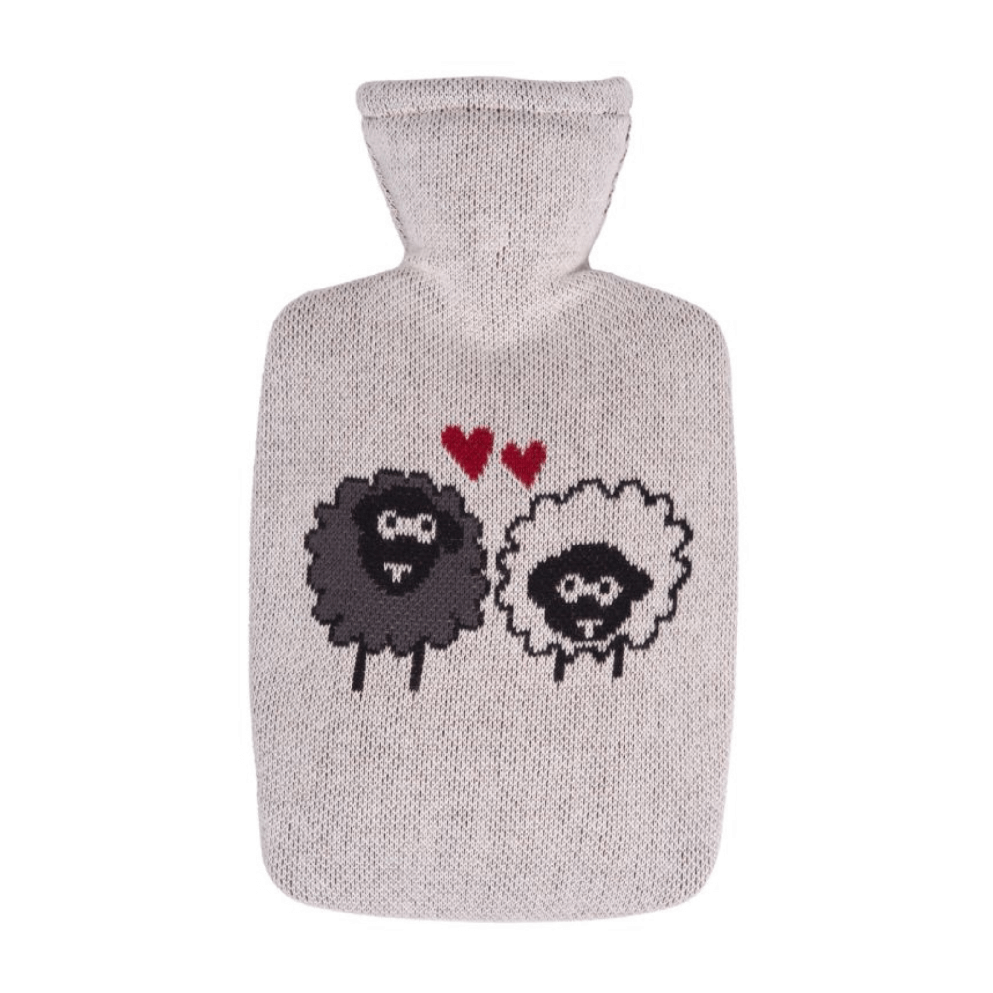 1.8 Litre Classic Plant Based Hot Water Bottle with Sheep Knitted Organic Cotton Cover (rubberless)