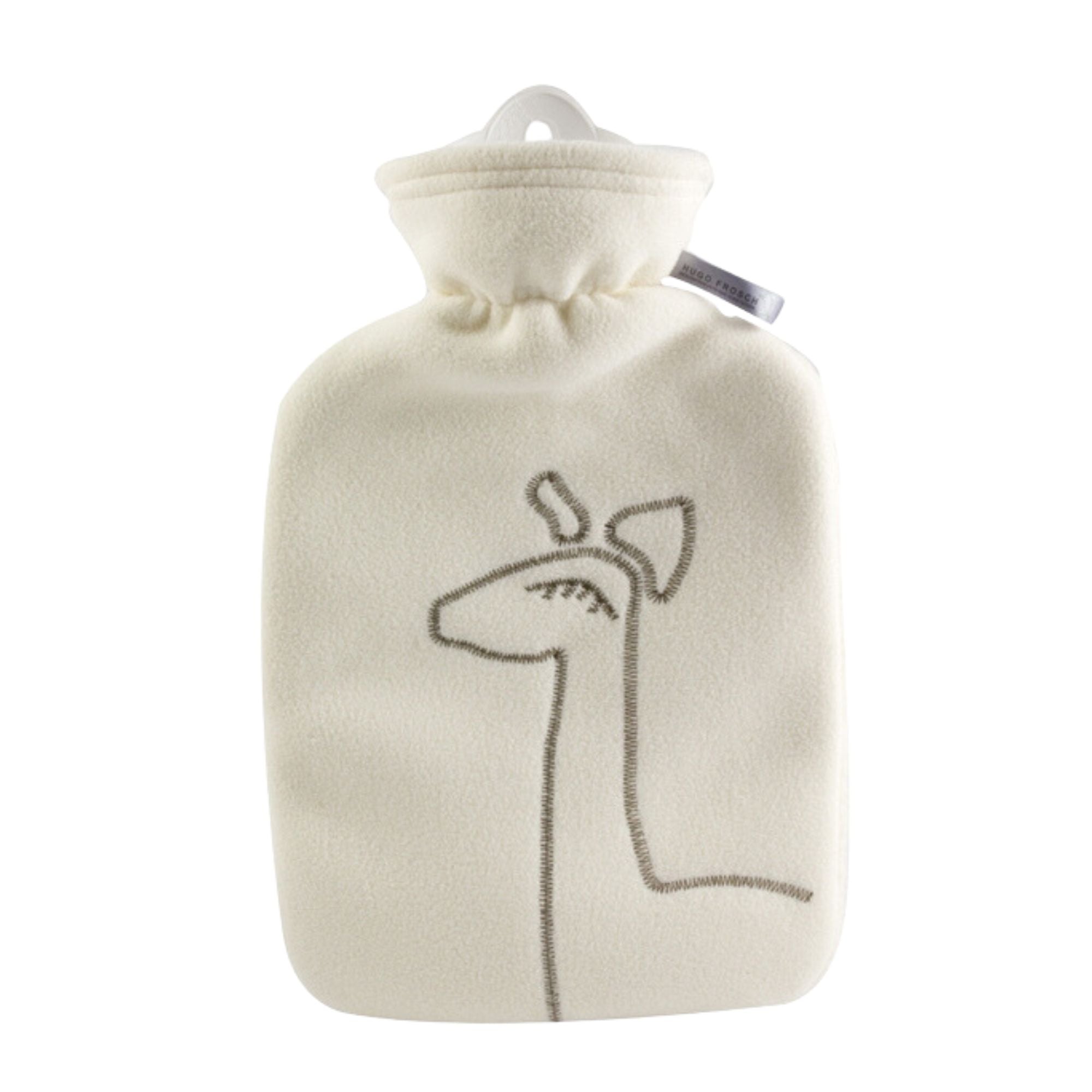 1.8 Litre Classic Hot Water Bottle with Giraffe White Fleece Cover (rubberless)