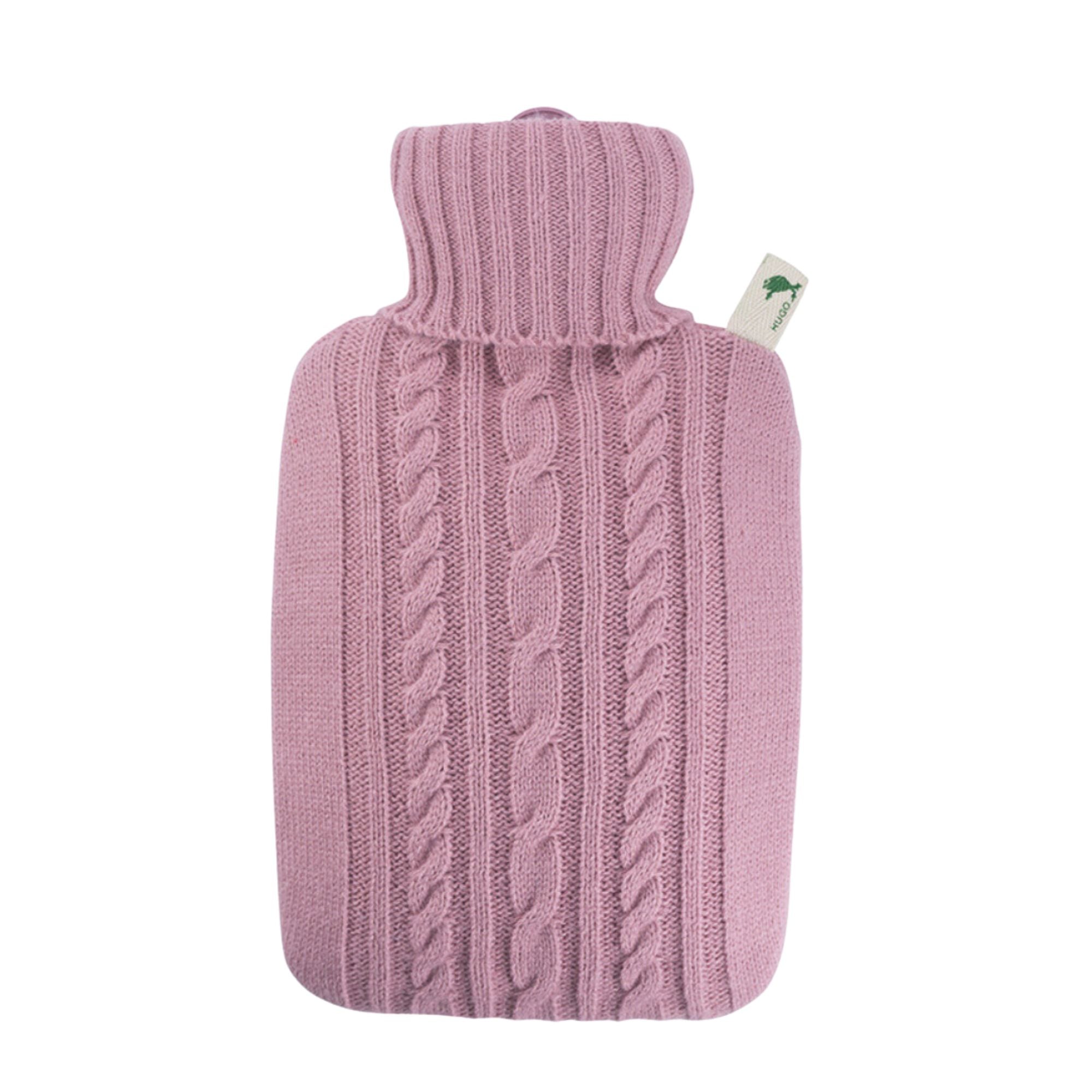 1.8 Litre Hot Water Bottle with Knitted Pastel Pink Cover (rubberless)
