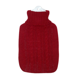 1.8 Litre Hot Water Bottle with Knitted Red Cover (rubberless)