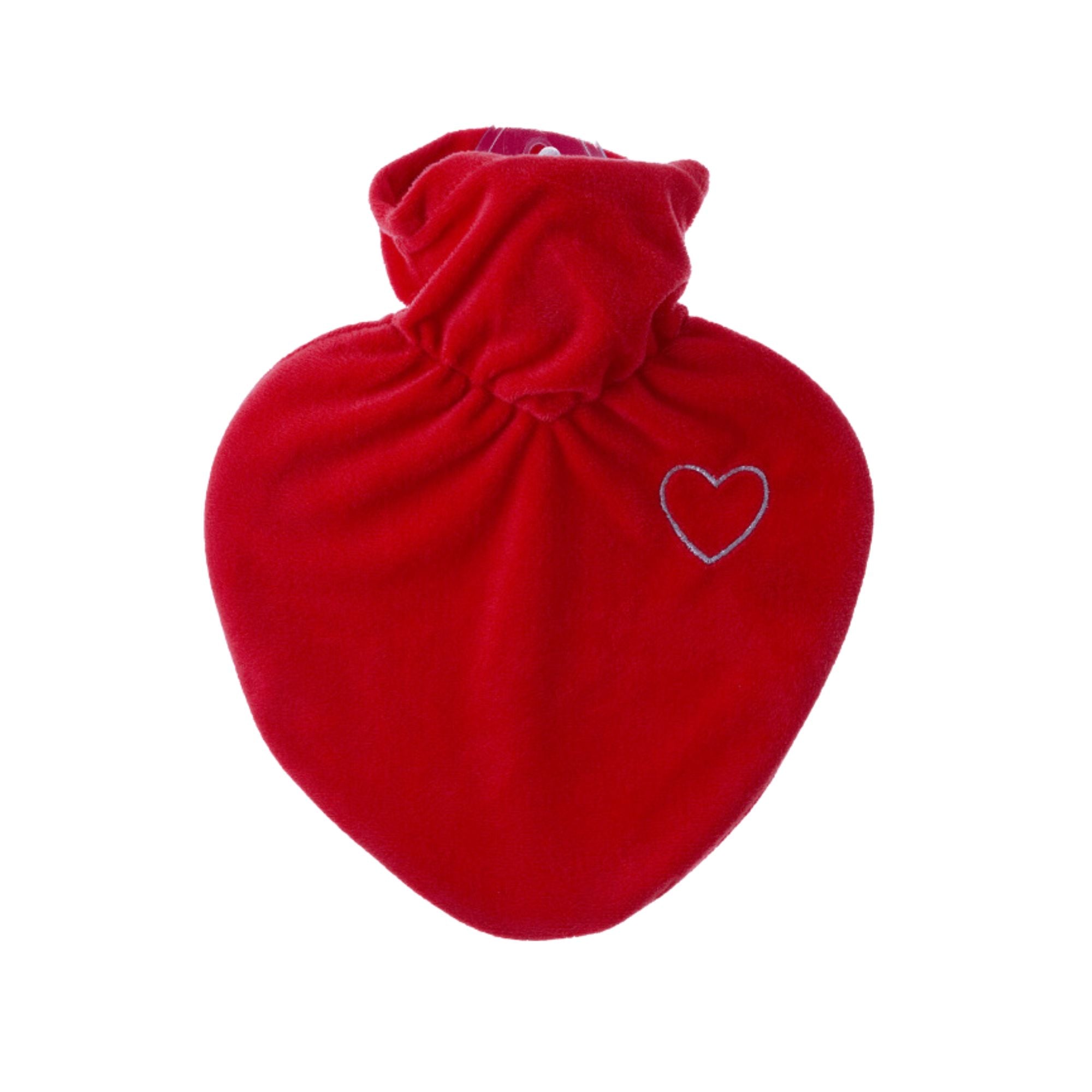 1 Litre Heart Shaped Hot Water Bottle with Velvet Heart Cover (rubberless)