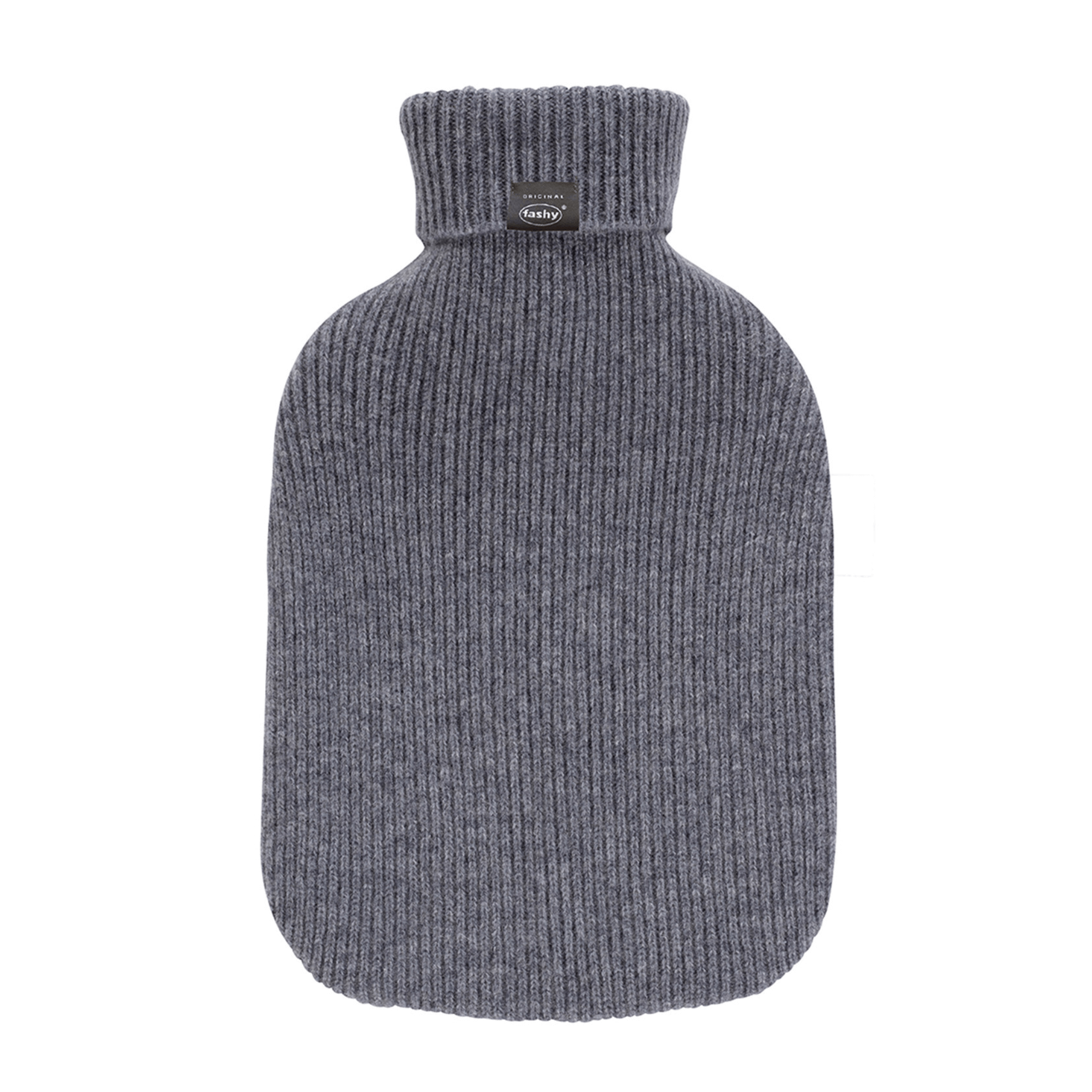2 Litre Fashy Hot Water Bottle with Grey Turtleneck Knit Cashmere Cover