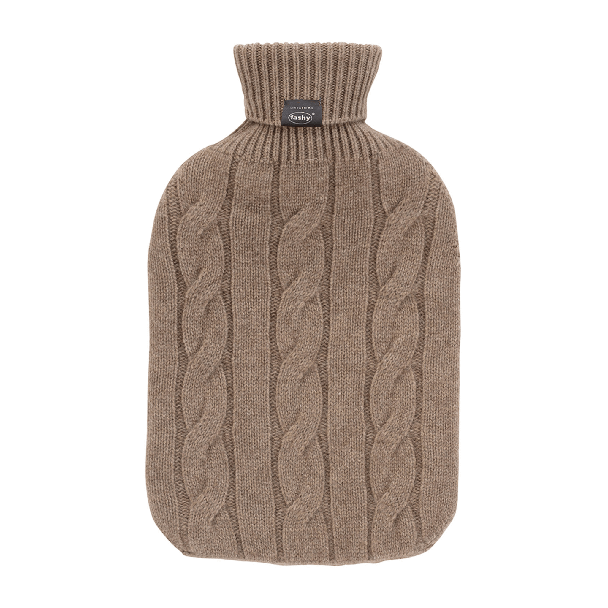 2 Litre Fashy Hot Water Bottle with Camel Plaid Knit Cashmere Cover