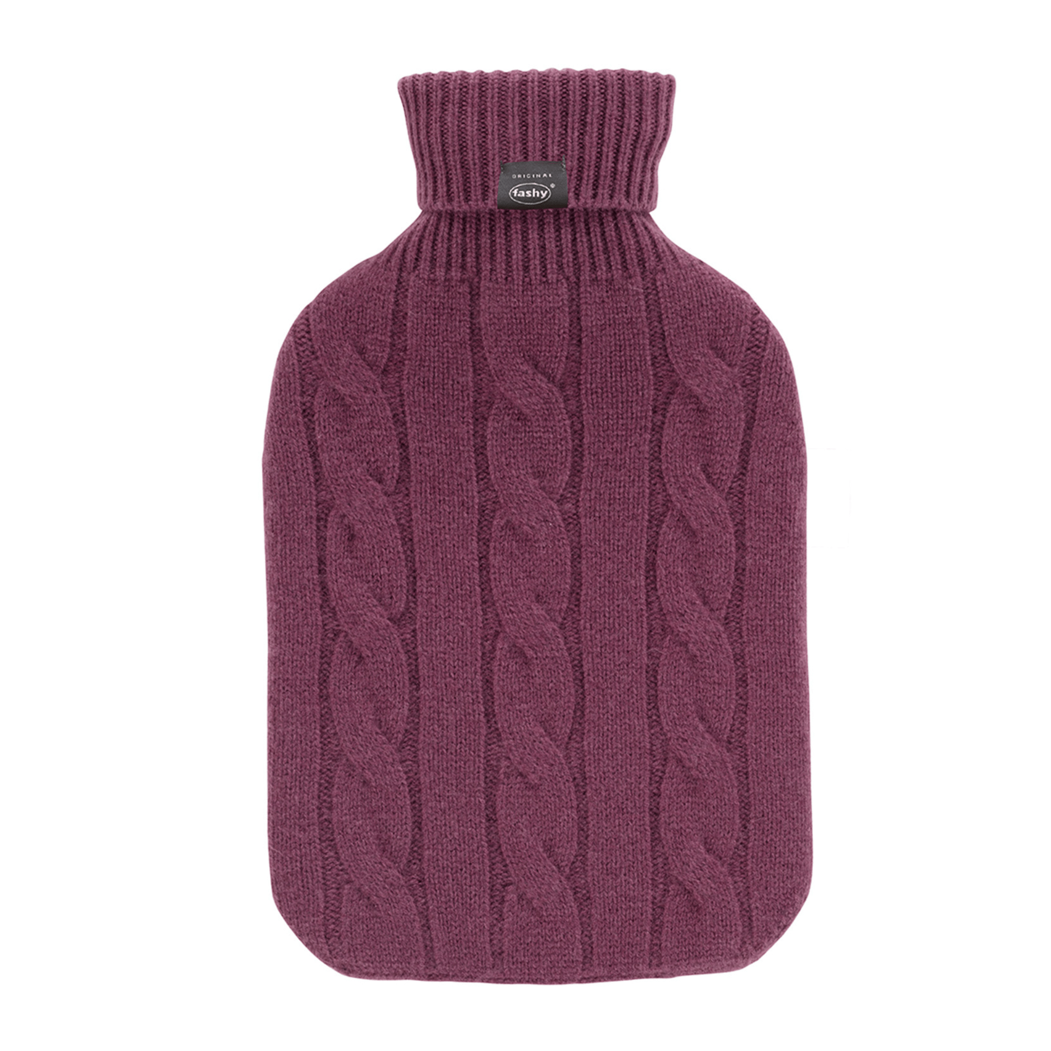 2 Litre Fashy Hot Water Bottle with Wine Plaid Knit Cashmere Cover