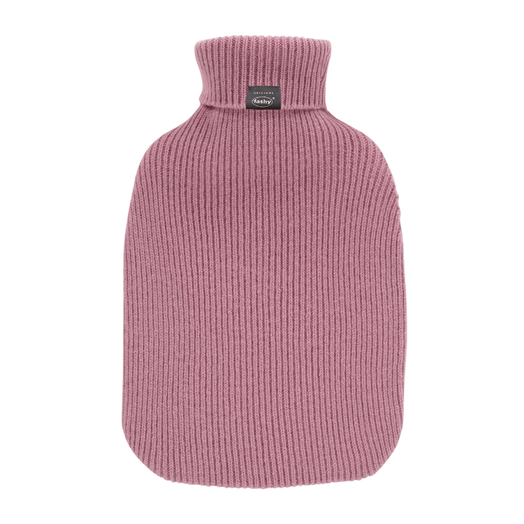 2 Litre Fashy Hot Water Bottle with Rose Pink Turtleneck Knit