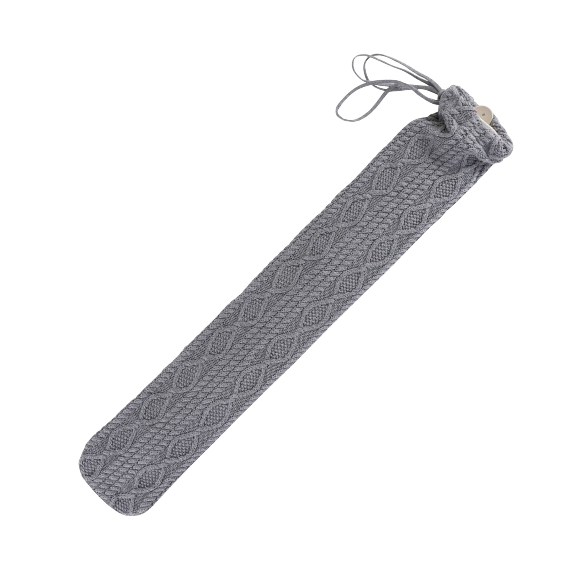2.5 Litre Long Sanger Hot Water Bottle with Grey Cable Knit Cotton Cover