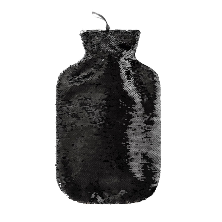 2 Litre Fashy Hot Water Bottle with Black Sequin Cover