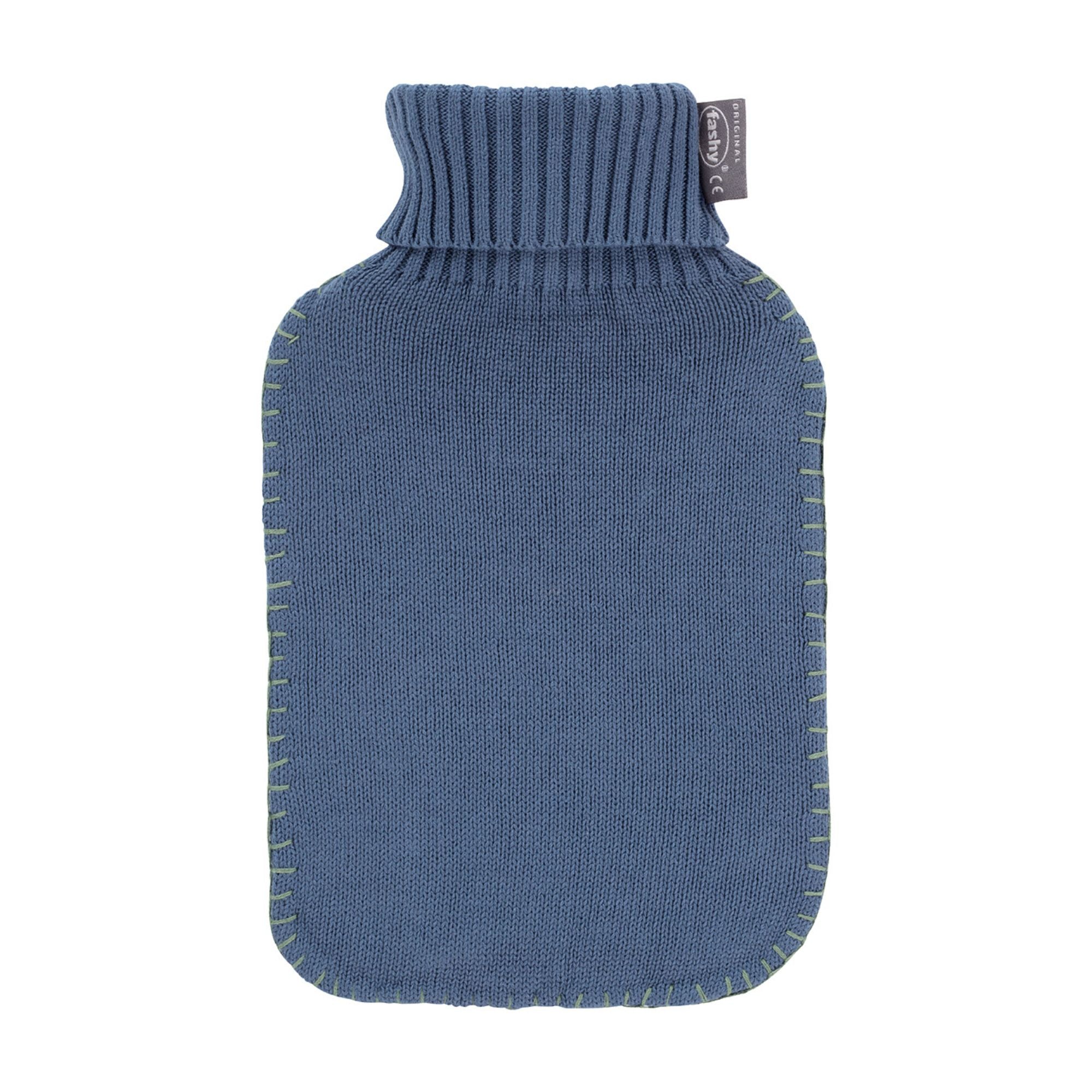 2 Litre Fashy Hot Water Bottle with Grey Knitted Stitched Seam Cotton Cover
