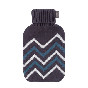2 Litre Fashy Hot Water Bottle with Zig Zag Knitted Cotton Cover