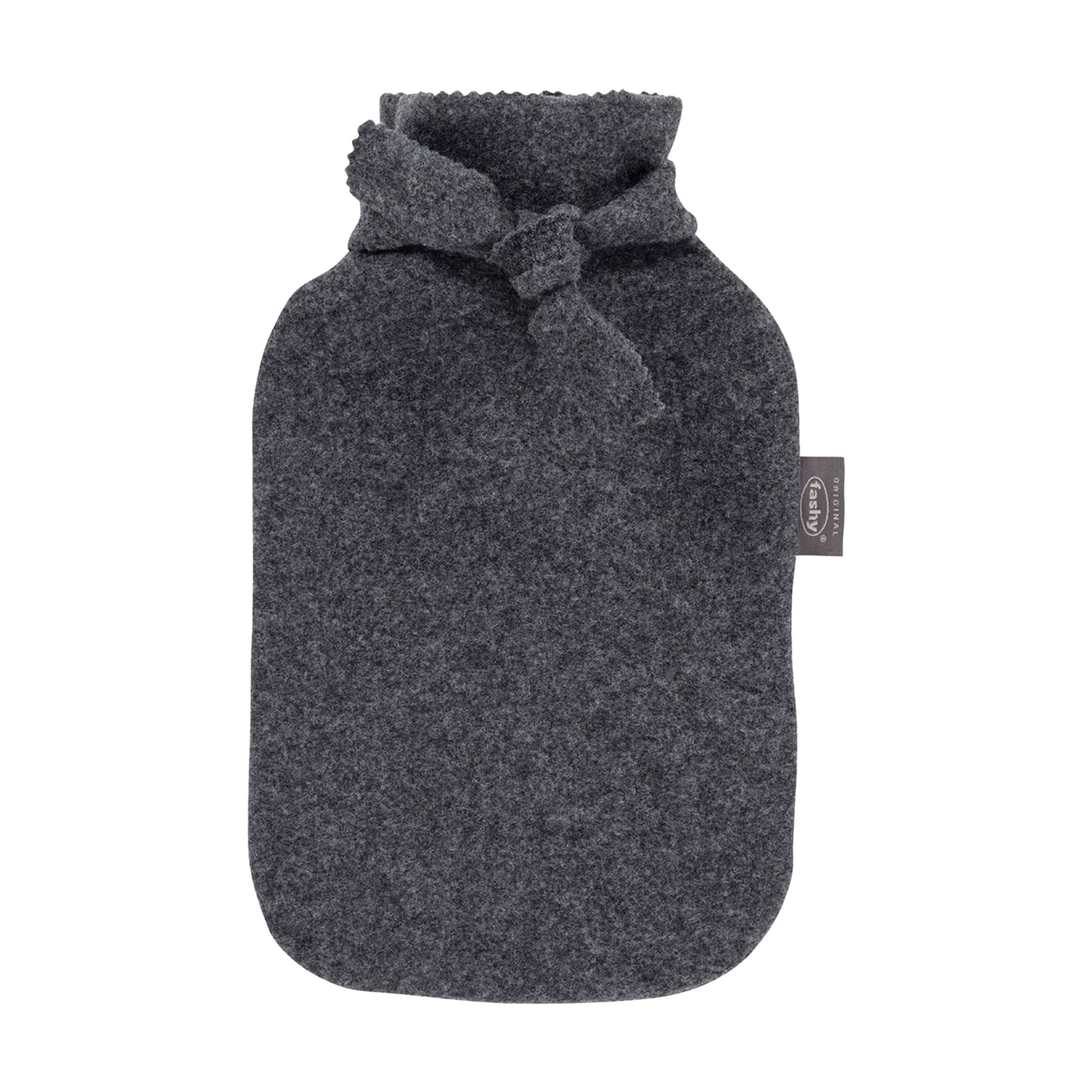 2 Litre Fashy Hot Water Bottle with a Premium Dark Grey Tie Cover