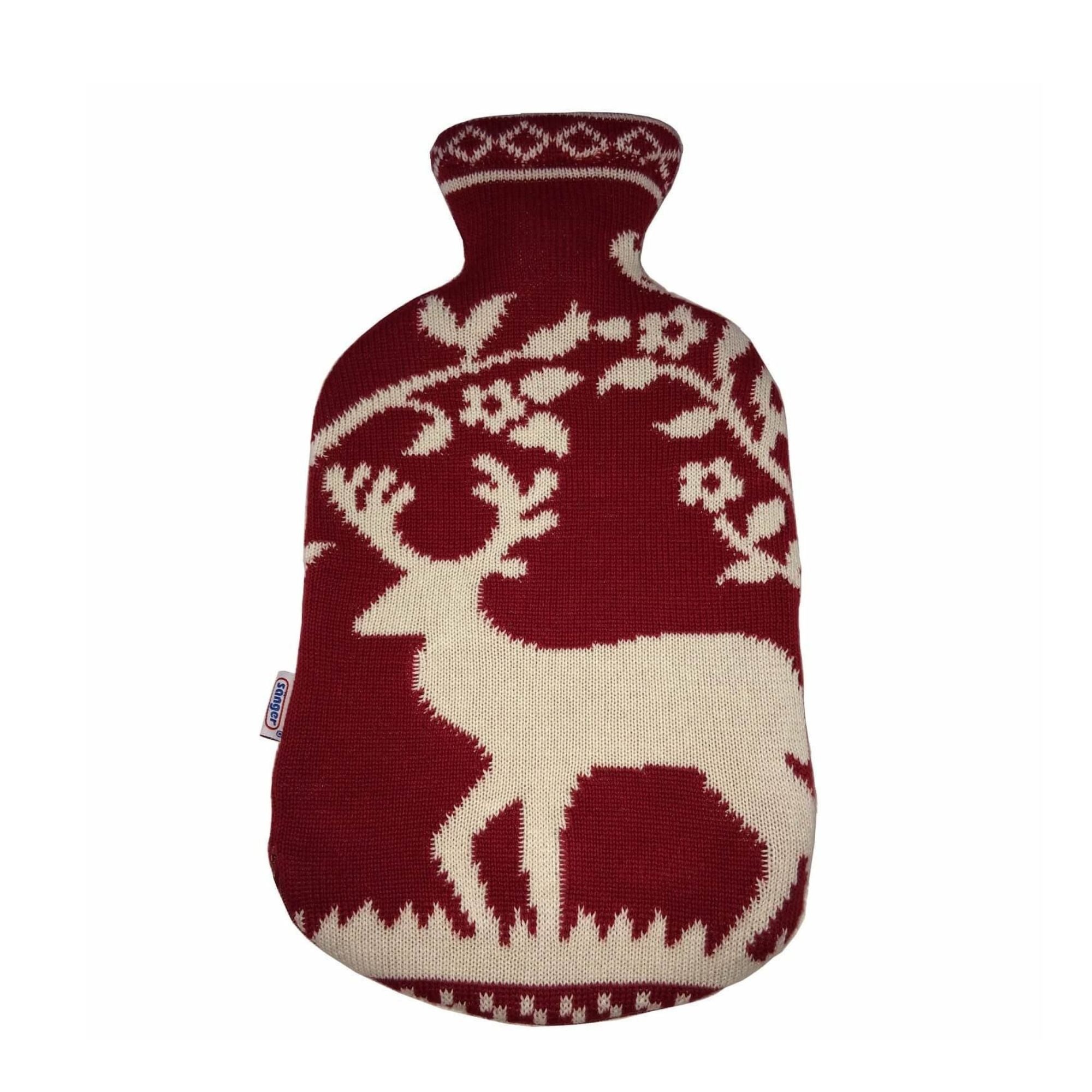 2 Litre Sanger Hot Water Bottle with Knitted Deer Cotton Cover