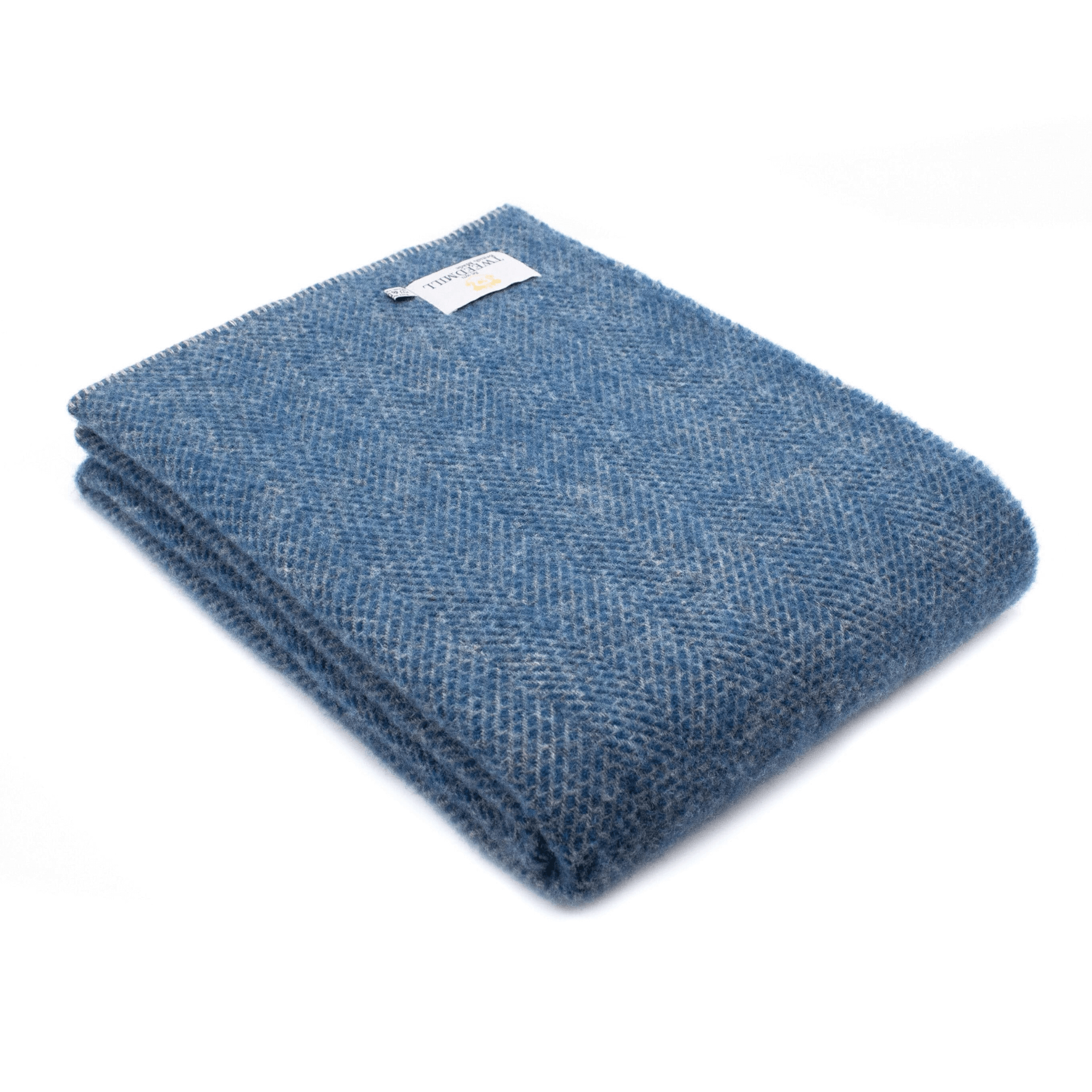 Ink Blue 100% Pure New Wool Beehive Throw Blanket (200cm x 140cm)