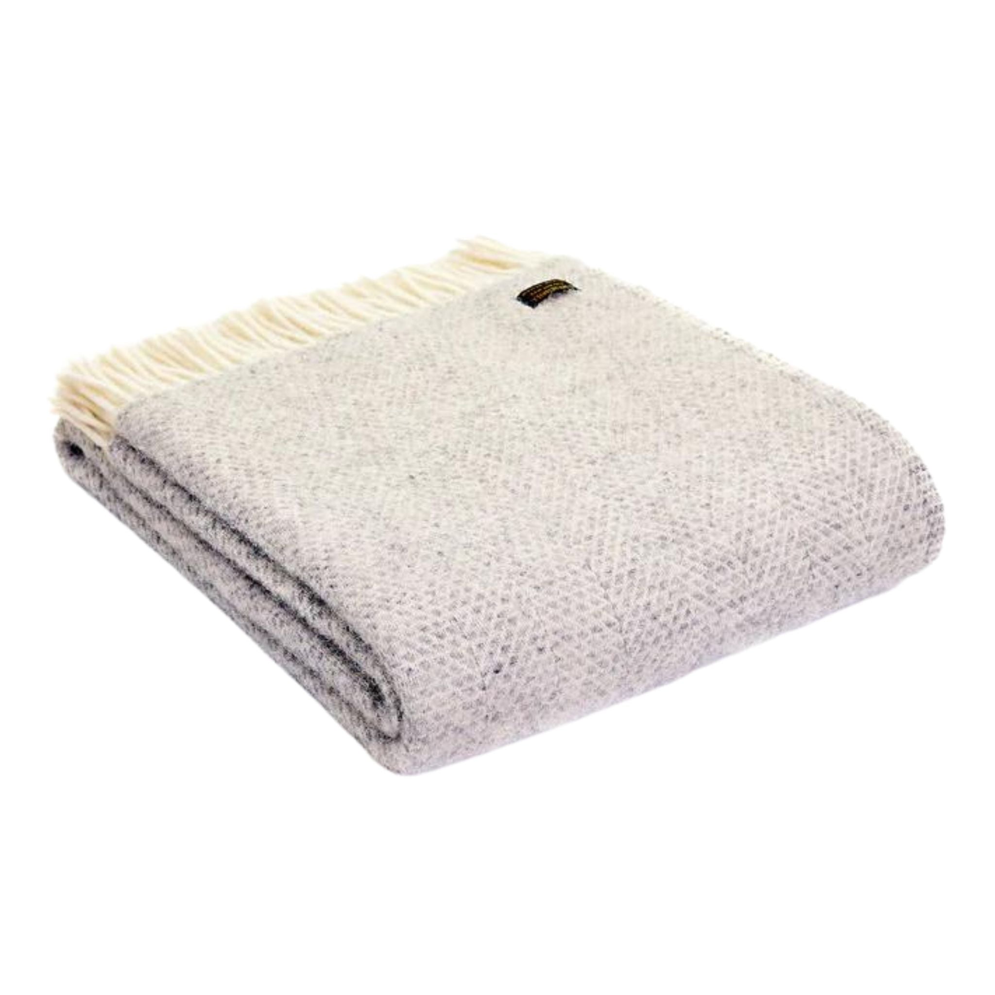 Grey 100% Pure New Wool Beehive Throw Blanket (183cm x 150cm)