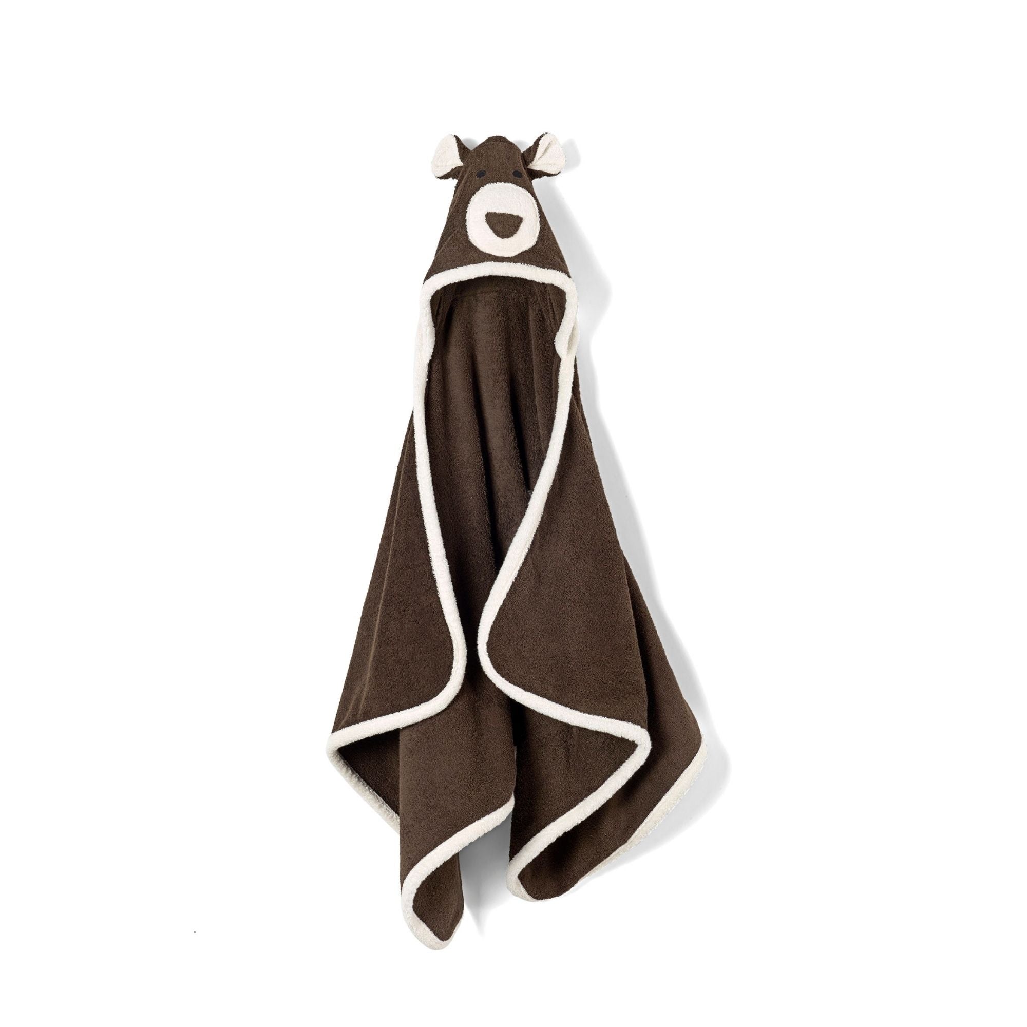 Luxurious 100% Pure Cotton Brown Bear Hooded Towel Bathrobe For Children
