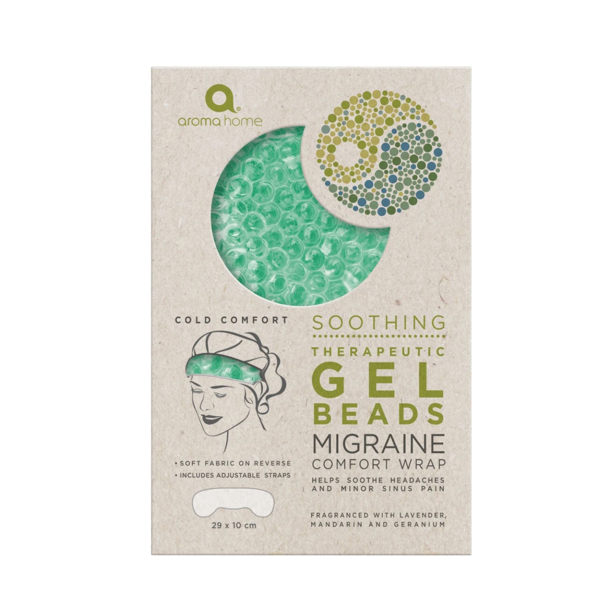 Sea Foam Therapeutic Gel Beads Migraine Relief Head Band Wrap In box
