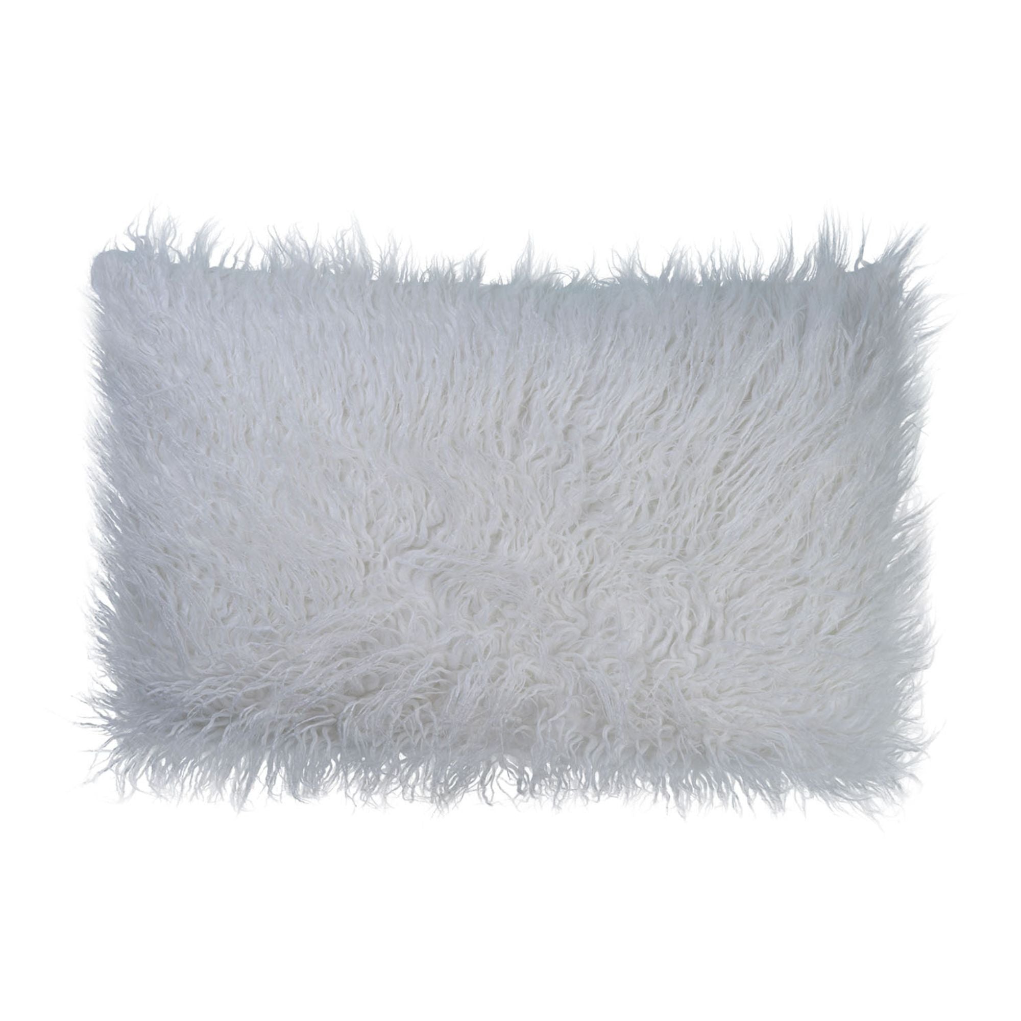Warm White Long Hair Luxury Faux Fur Designer Cushion with Integrated 2 Litre Eco Hot Water Bottle