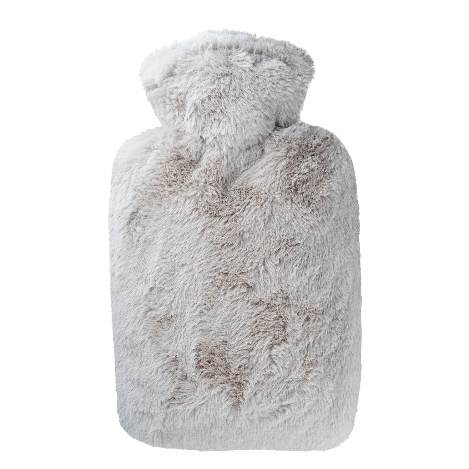 1.8 Litre Hot Water Bottle with Taupe Long Hair Luxury Faux Fur Cover (rubberless)