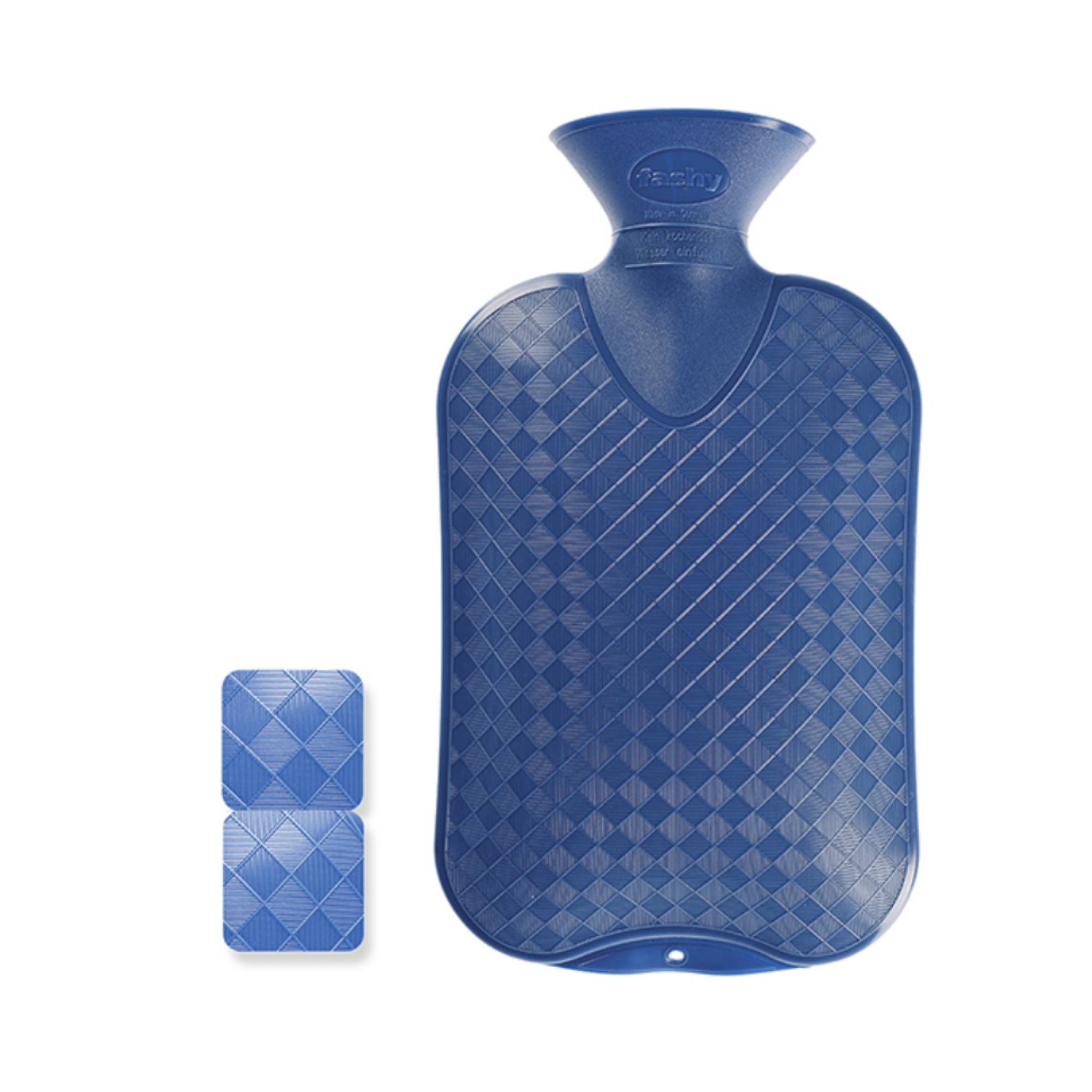 2 Litre Blue Diamond Pattern Fashy Hot Water Bottle