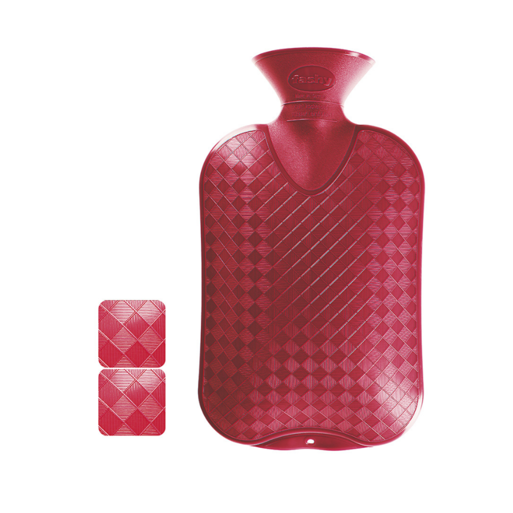 2 Litre Raspberry Diamond Pattern Fashy Hot Water Bottle