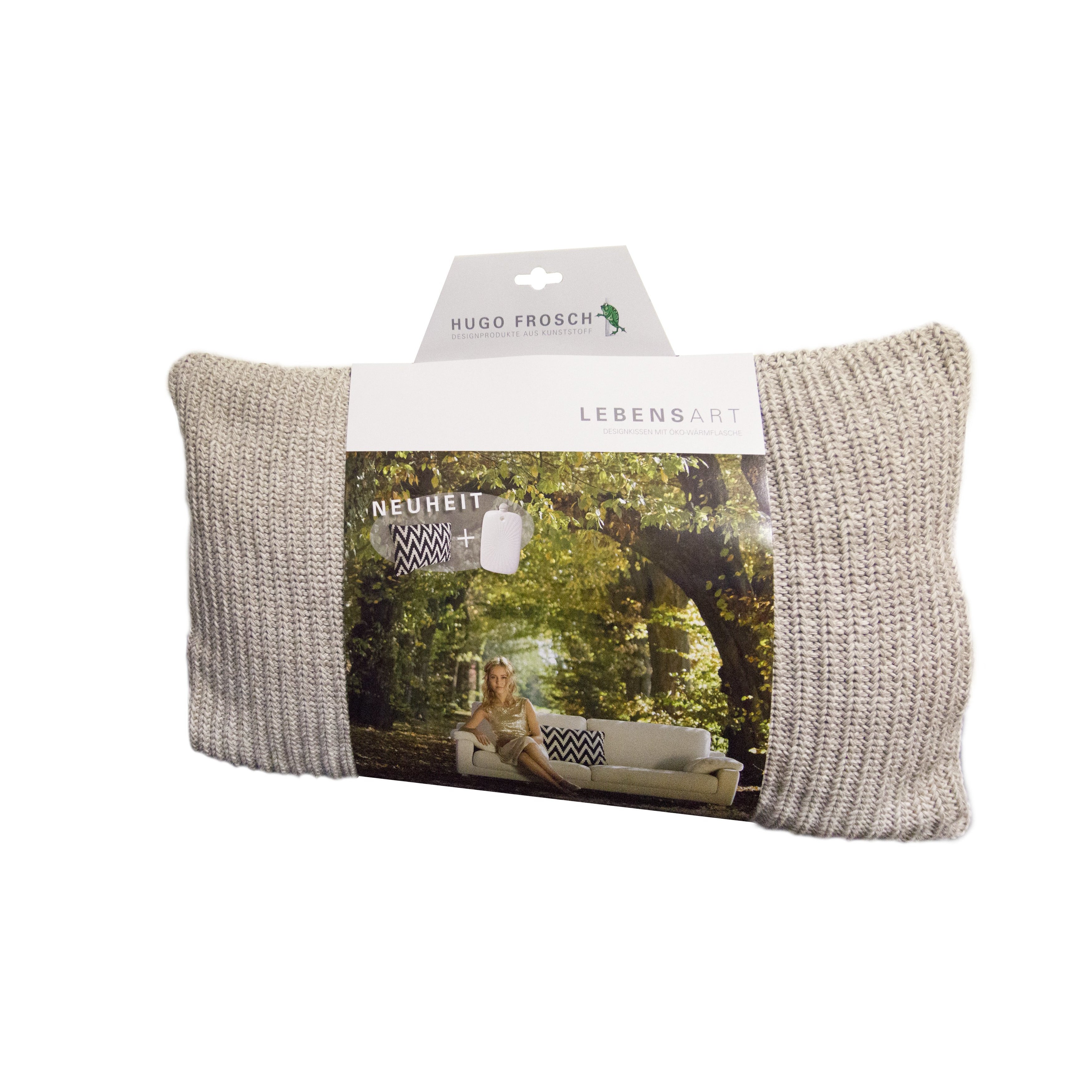 Beige Designer Cushion with Integrated 2 litre "Eco-Sustainable" Hot Water Bottle