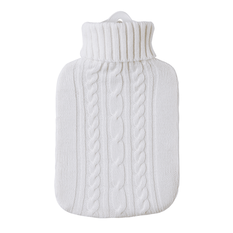 1.8 Litre Hot Water Bottle with Knitted White Cover (rubberless)