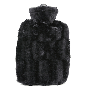 1.8 Litre Hot Water Bottle with Black Luxury Faux Fur Cover (rubberless)