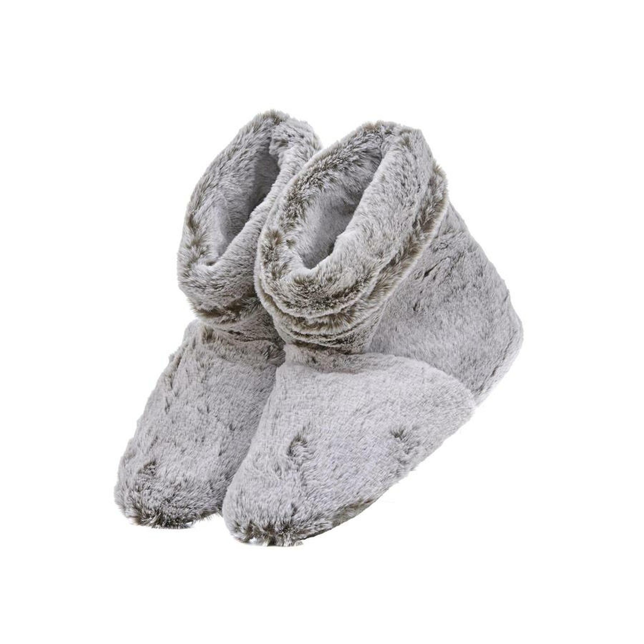 Luxury Grey Faux Fur Scented Heatable Slipper Boots