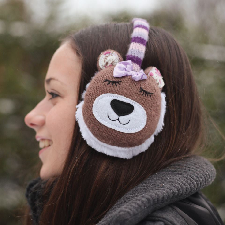 Knitted Bear Animal Ear Muffs