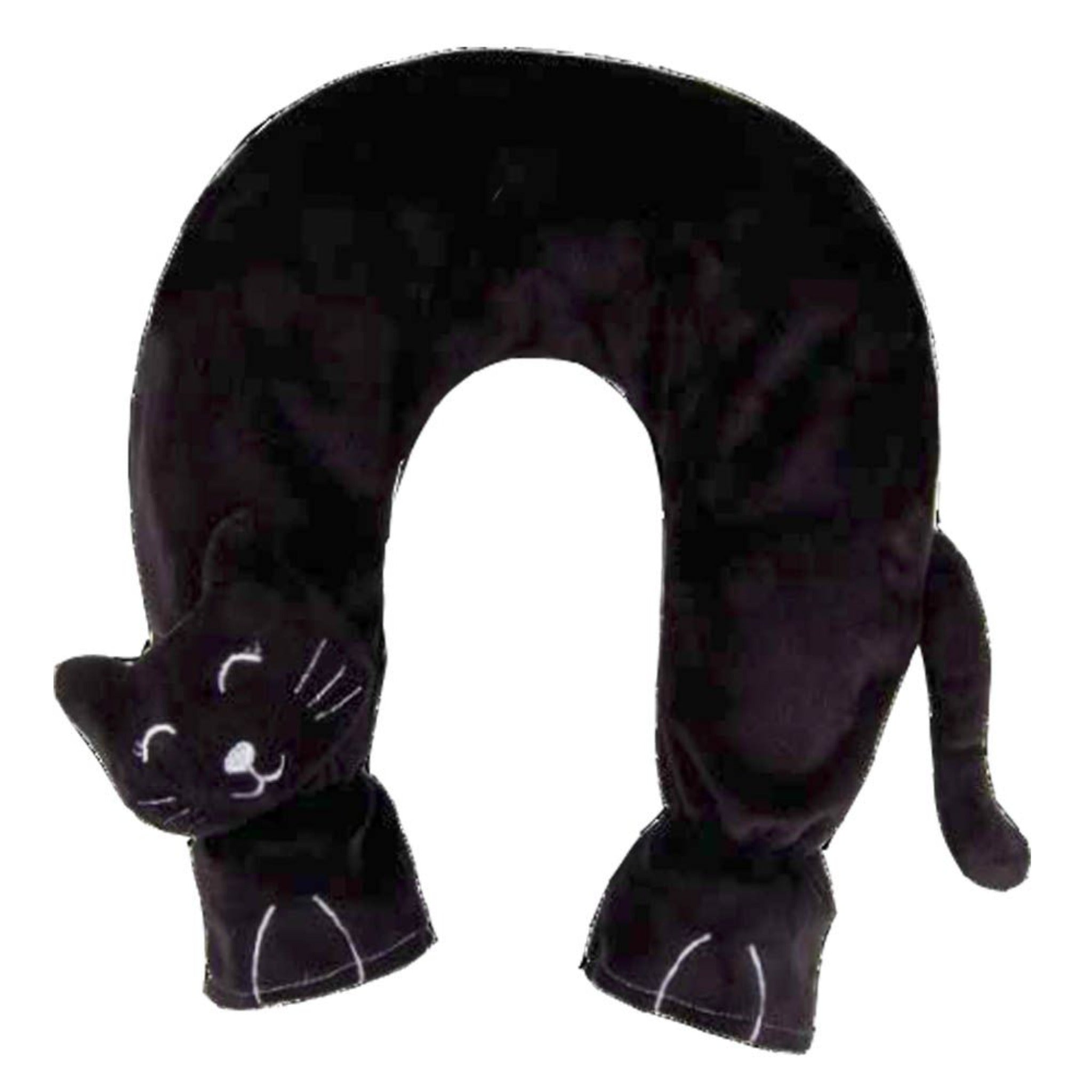 Neck Hot Water Bottle with Black Cat Fleece Cover