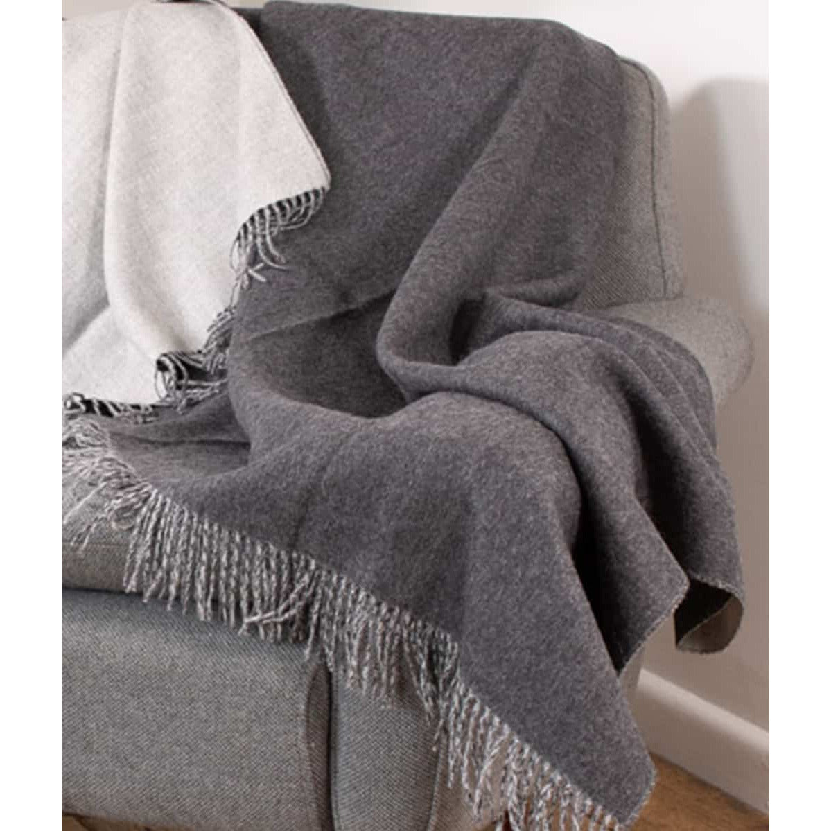 Charcoal and Light Grey Alpaca Emery Throw (180cm x 130cm)