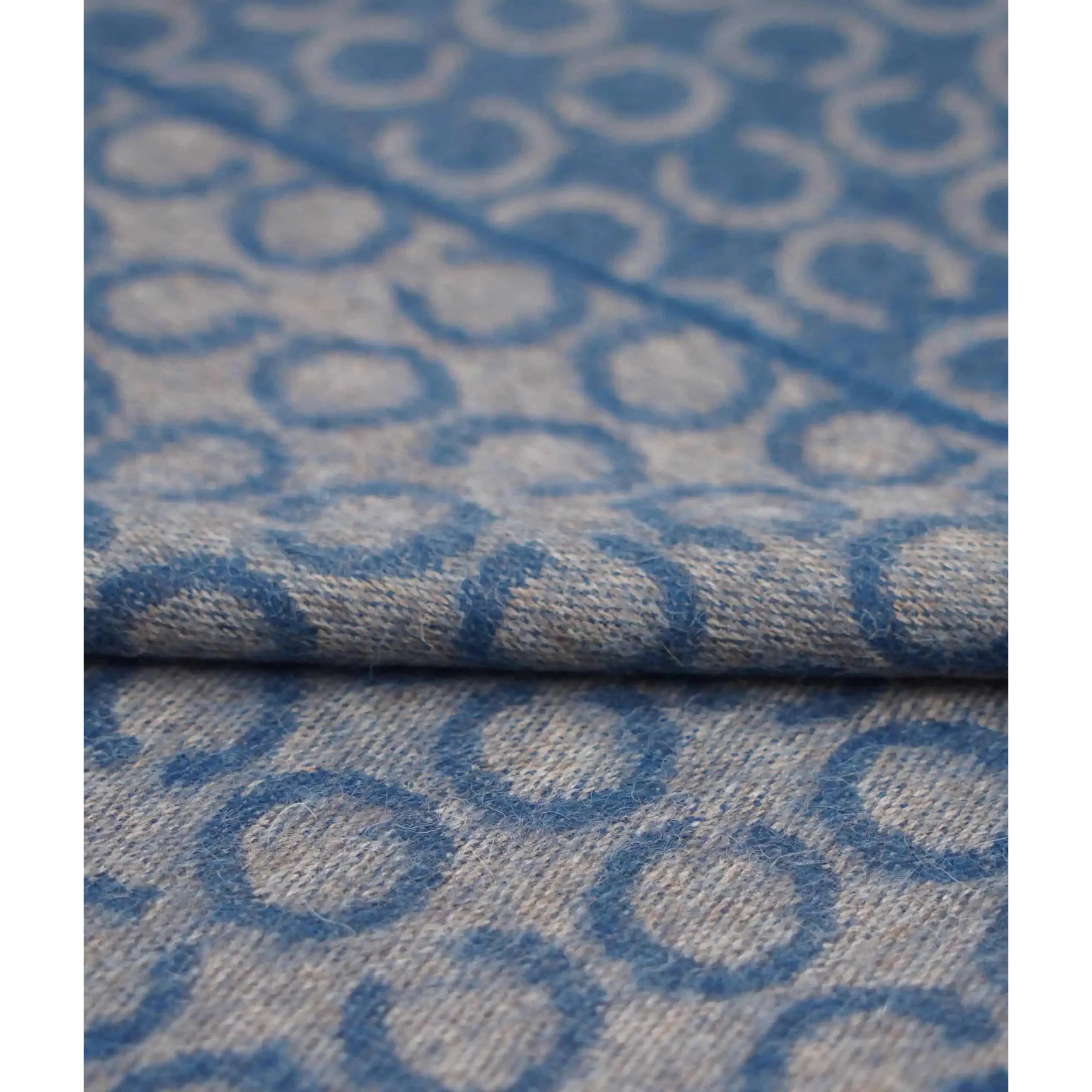 Indigo Blue and Grey 100% Baby Alpaca Wool Sidney Throw (200cm x 130cm)